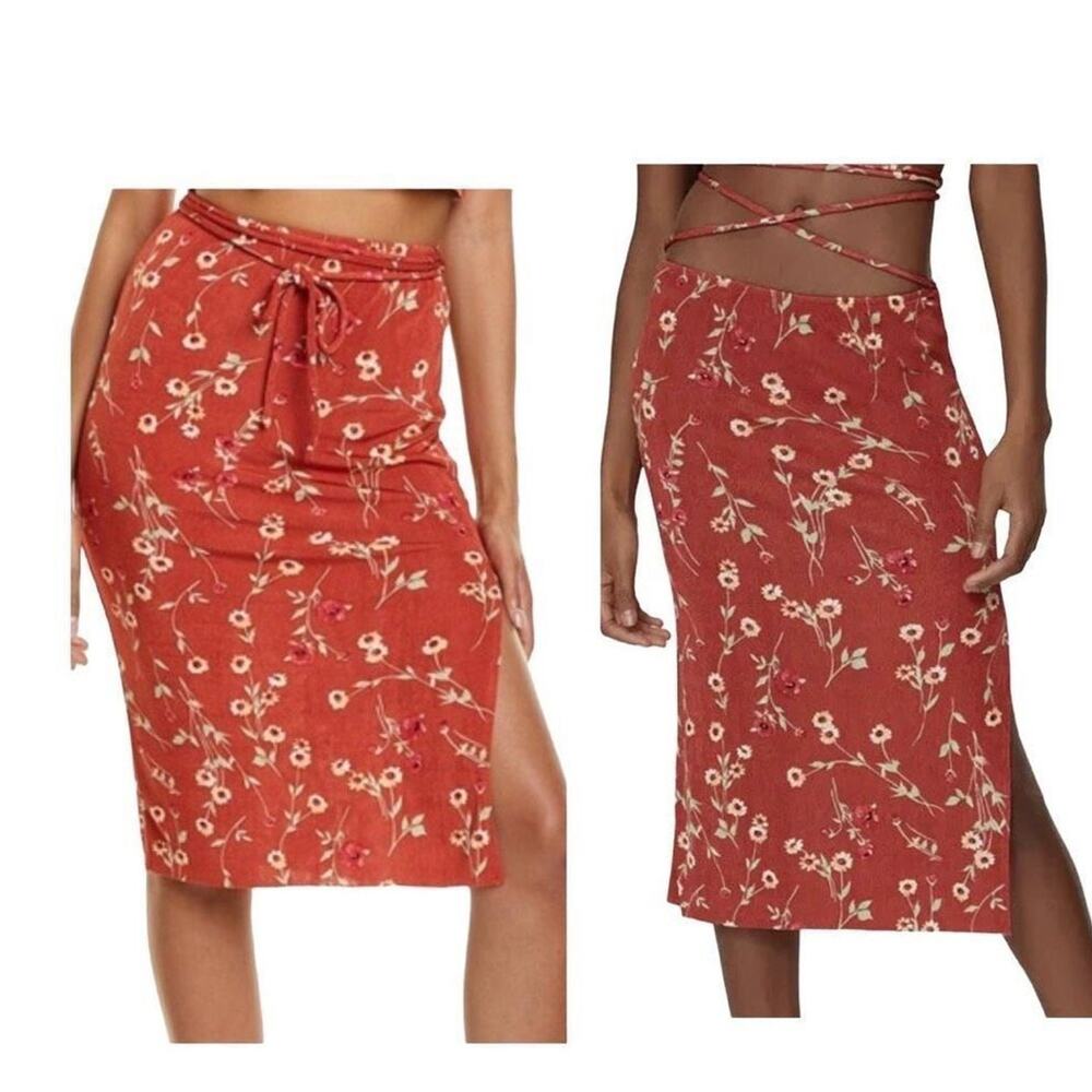 Danielle Bernstein By WeWoreWhat Roses And Daisies Pull On Tie Skirt Medium New